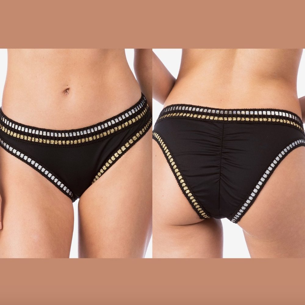 NWT‎ $55 La Blanca Threading Along Cheeky Bikini Bottoms [ SZ 12 ]